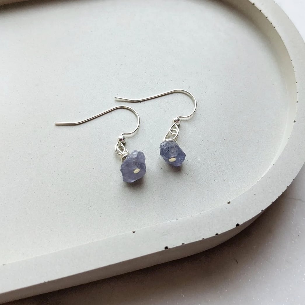 Raw tanzanite earrings
