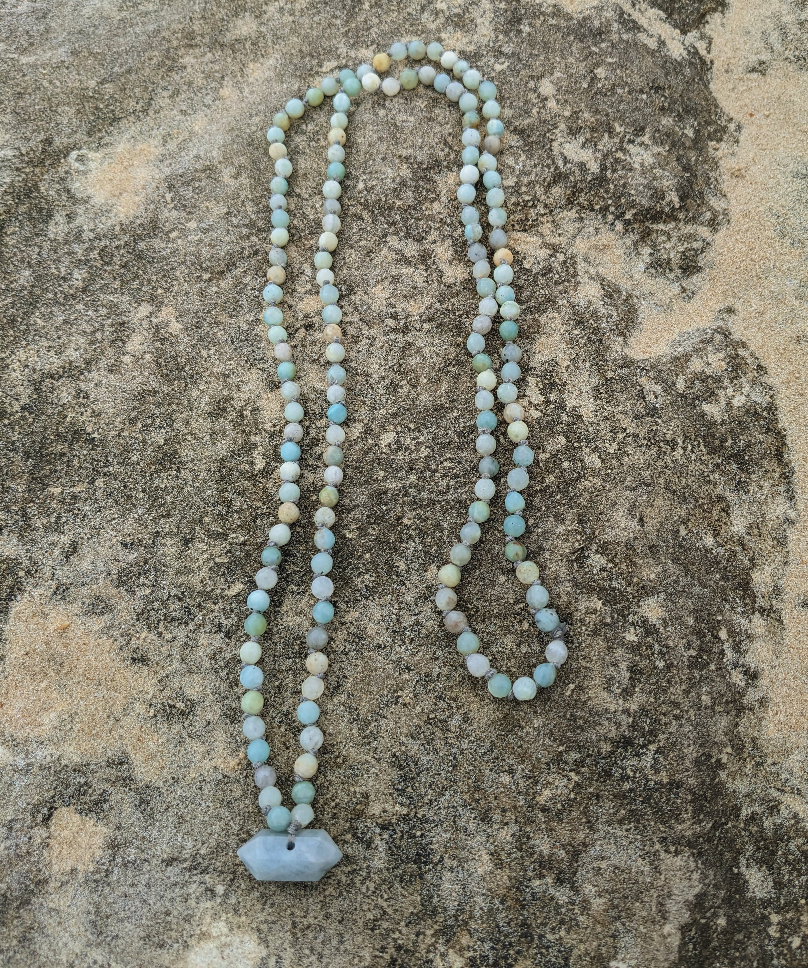 Aquarmarine mala necklace
