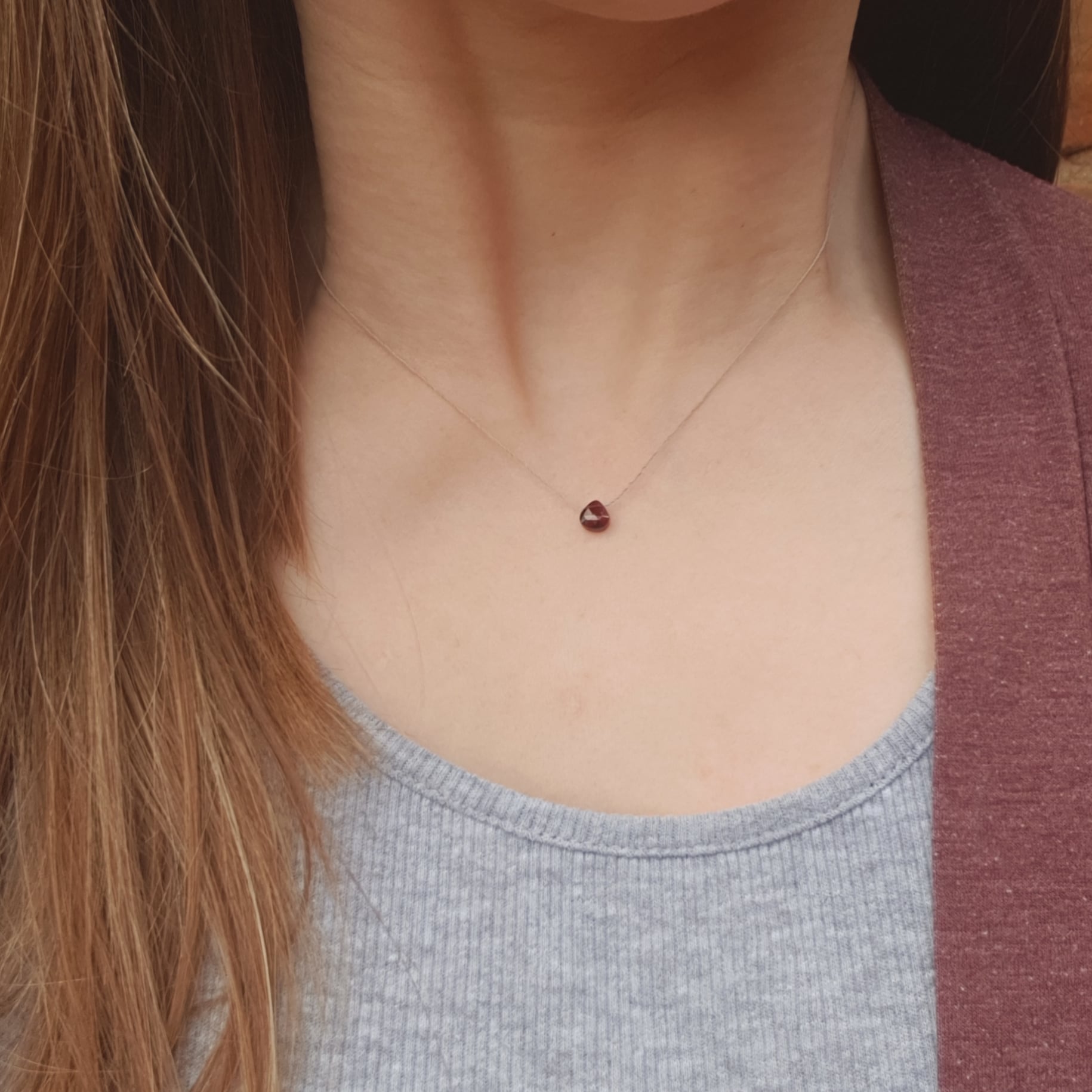 Rhodonite Garnet Cord Necklace