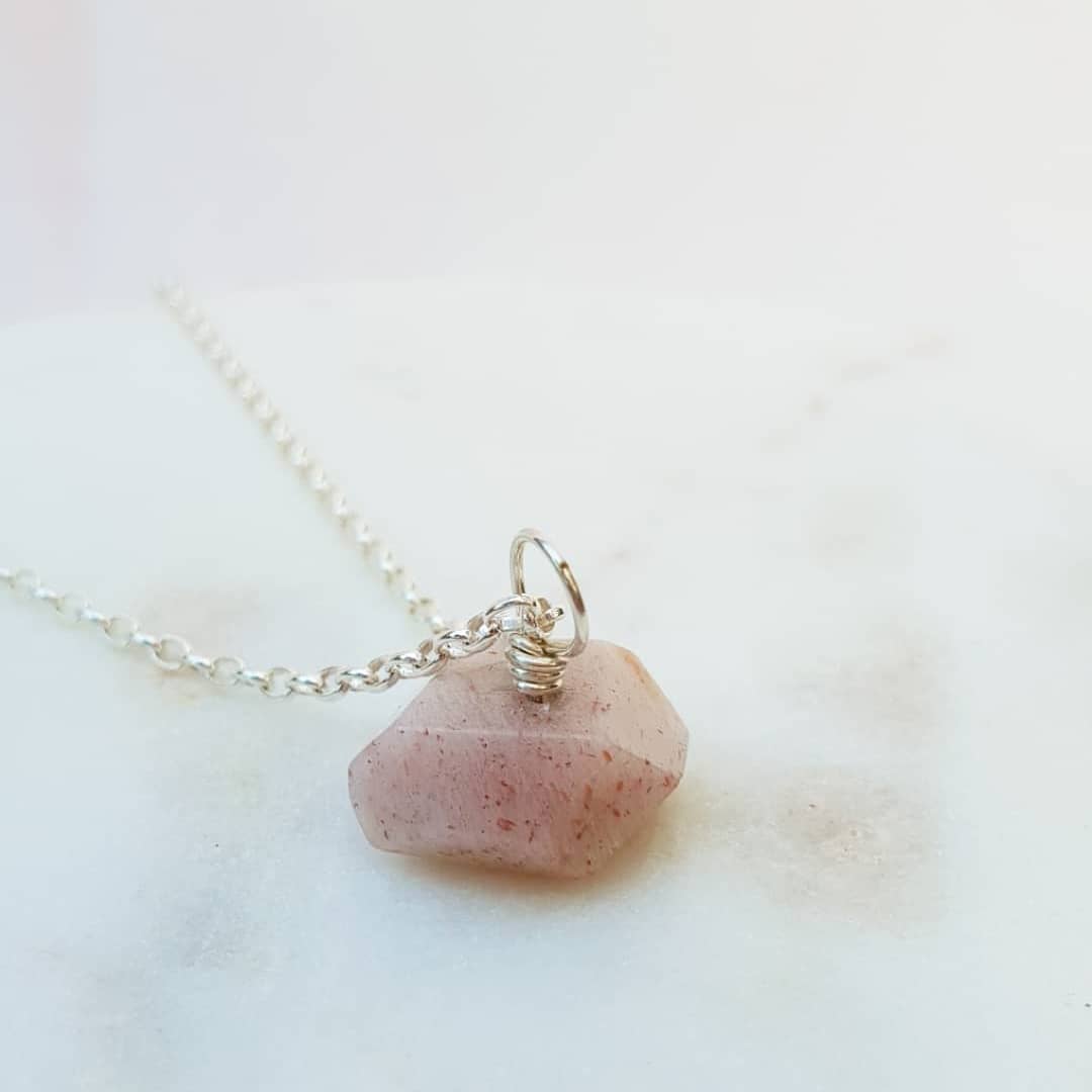 Strawberry quartz chain necklace