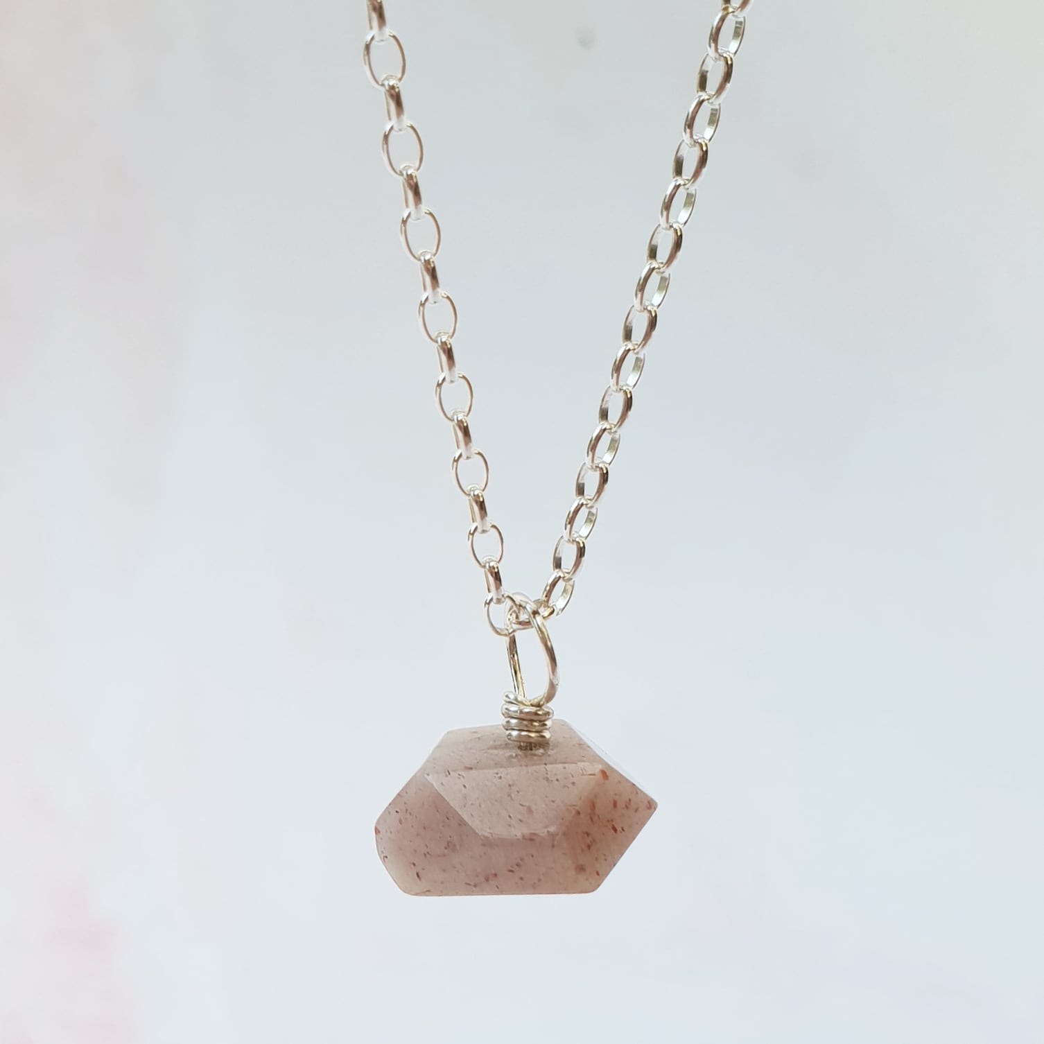 Strawberry quartz chain necklace