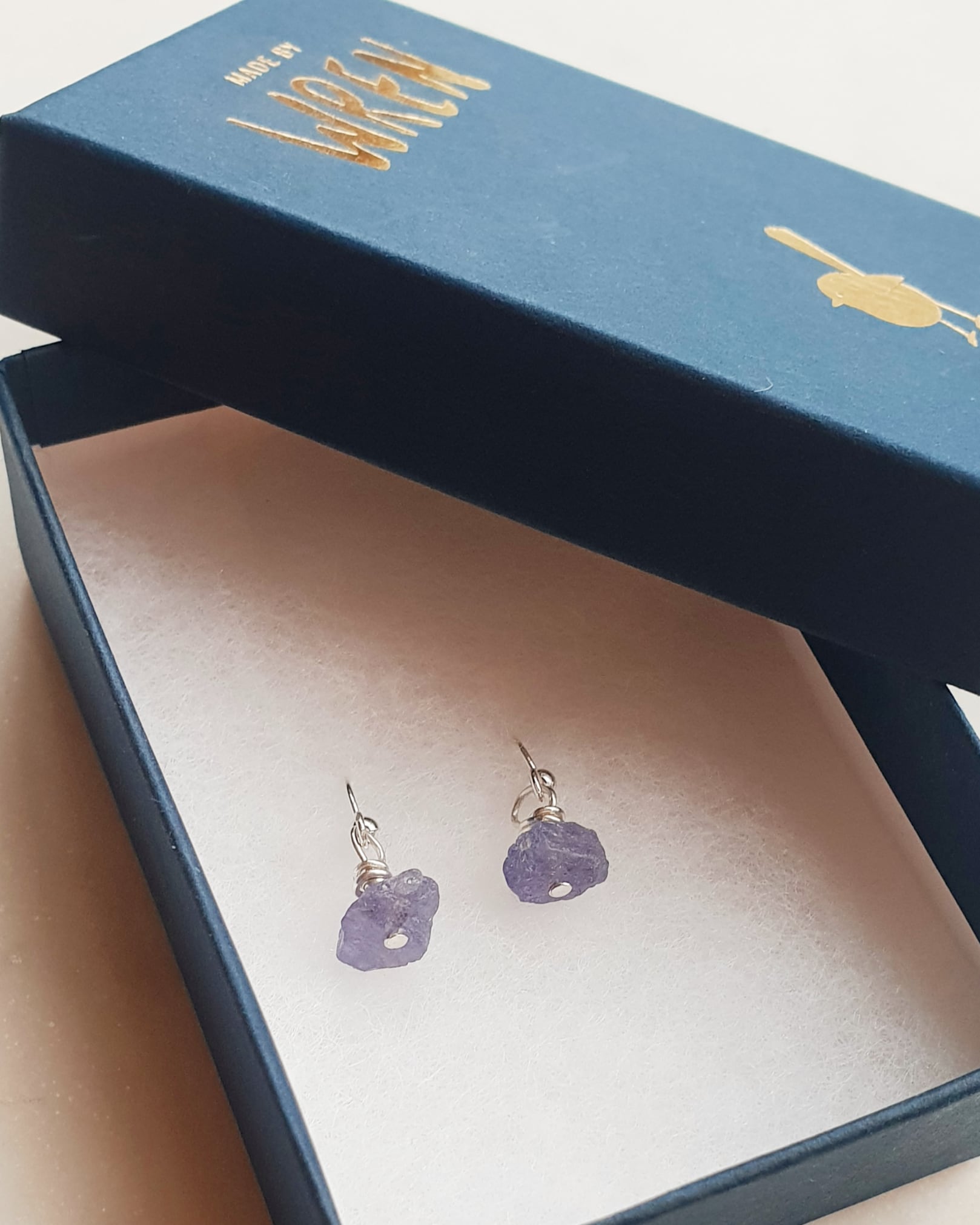 Raw tanzanite earrings
