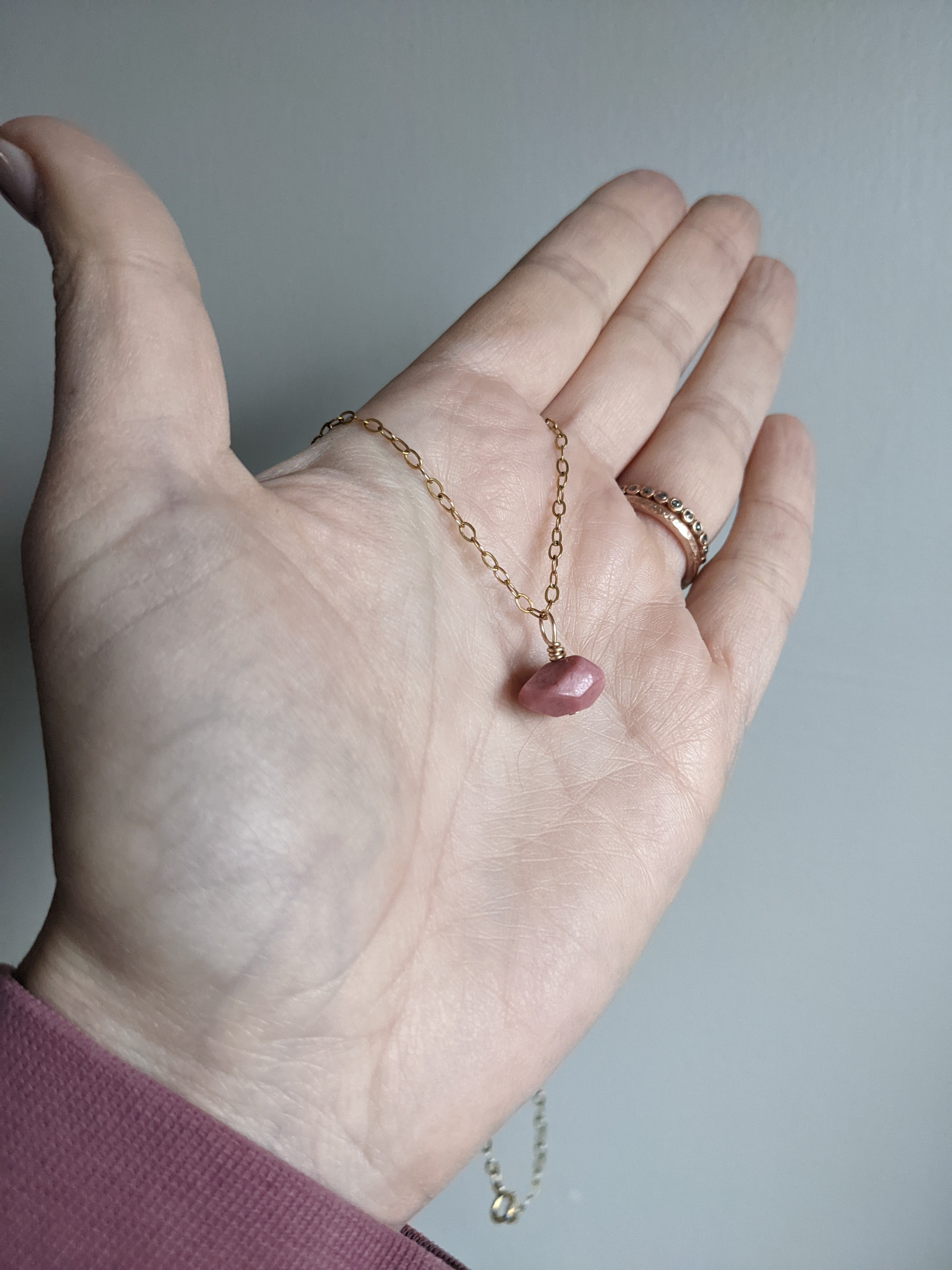 Rhodonite chain necklace