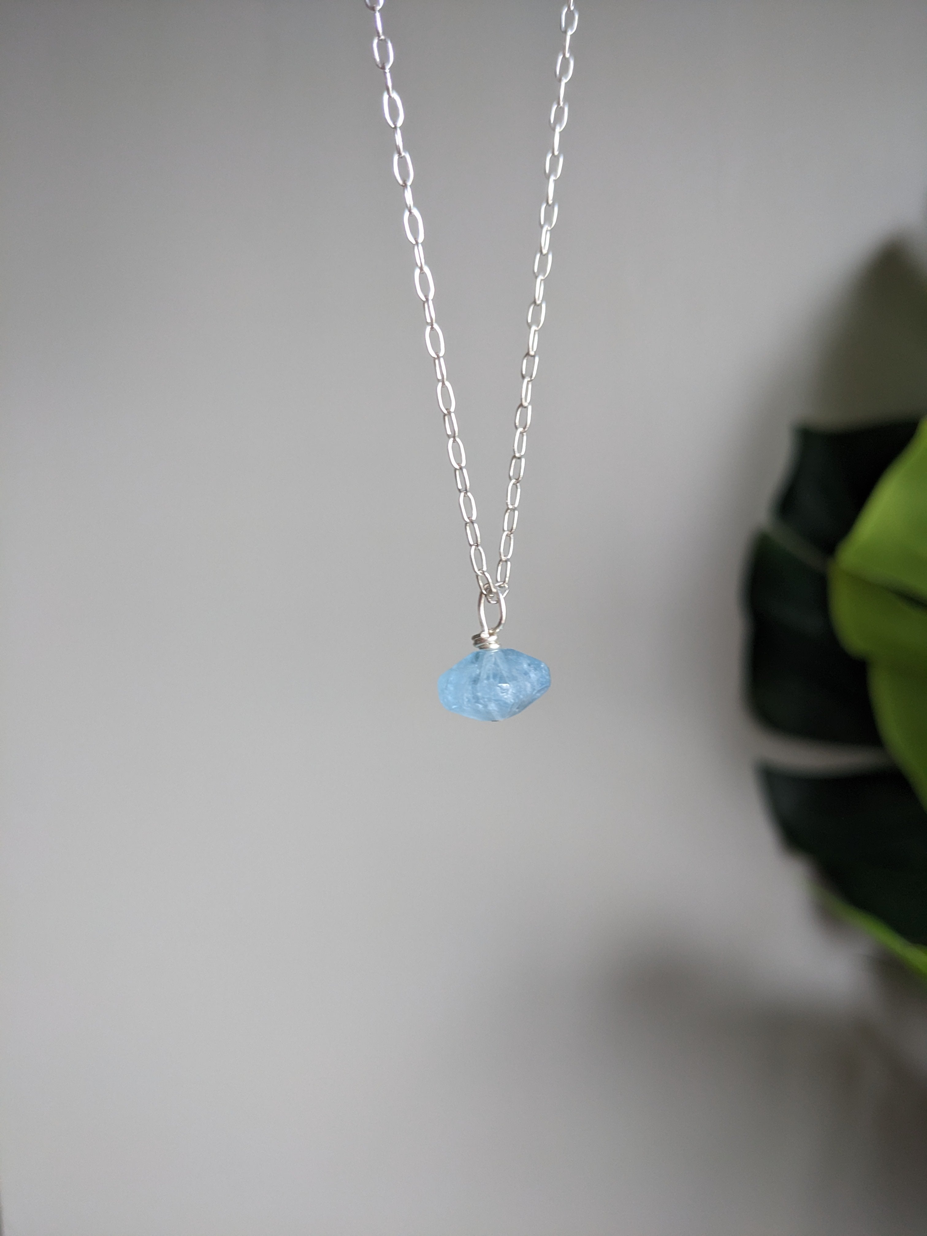 Aquamarine silver chain 925 necklace