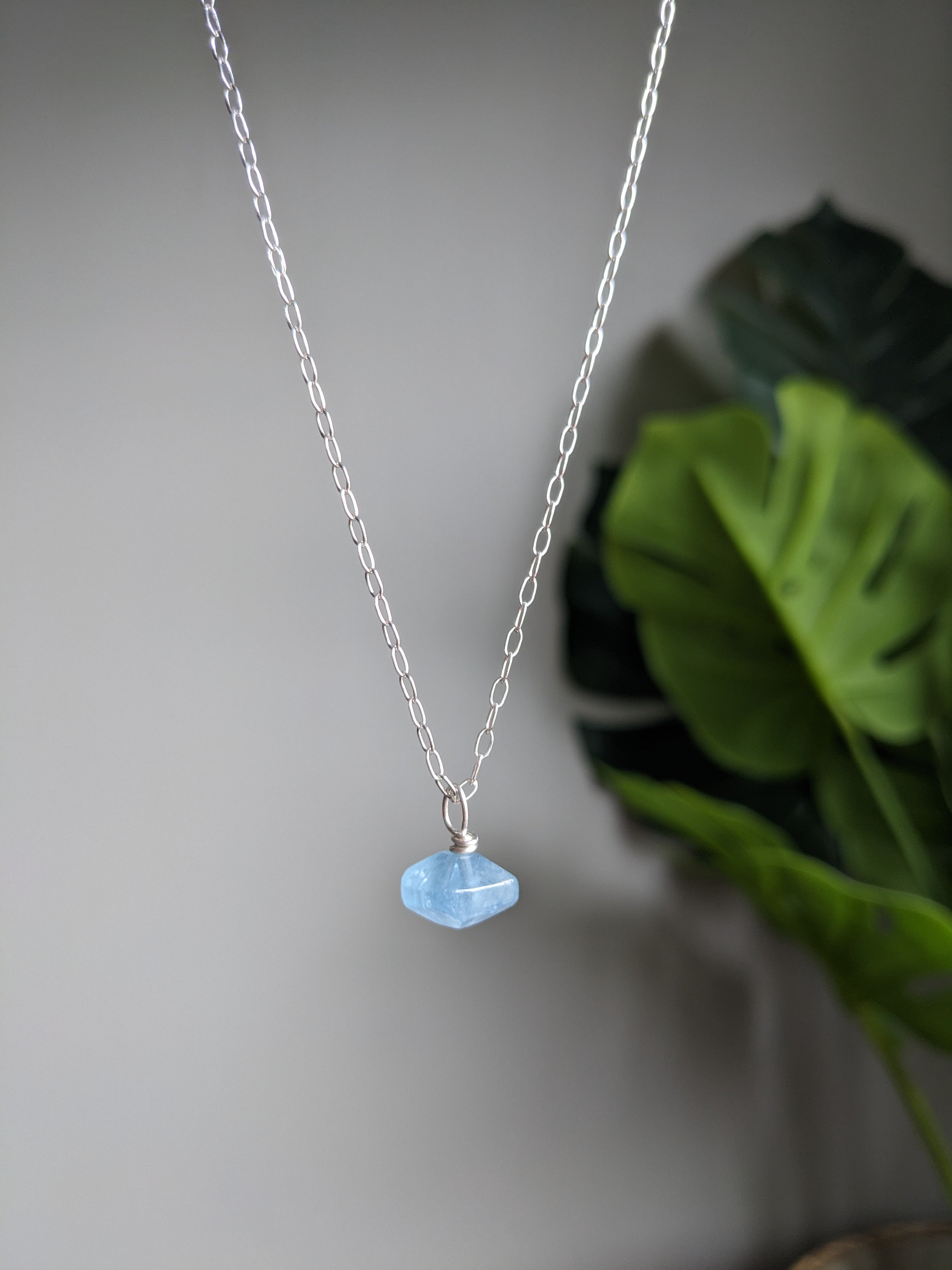 Aquamarine silver chain 925 necklace