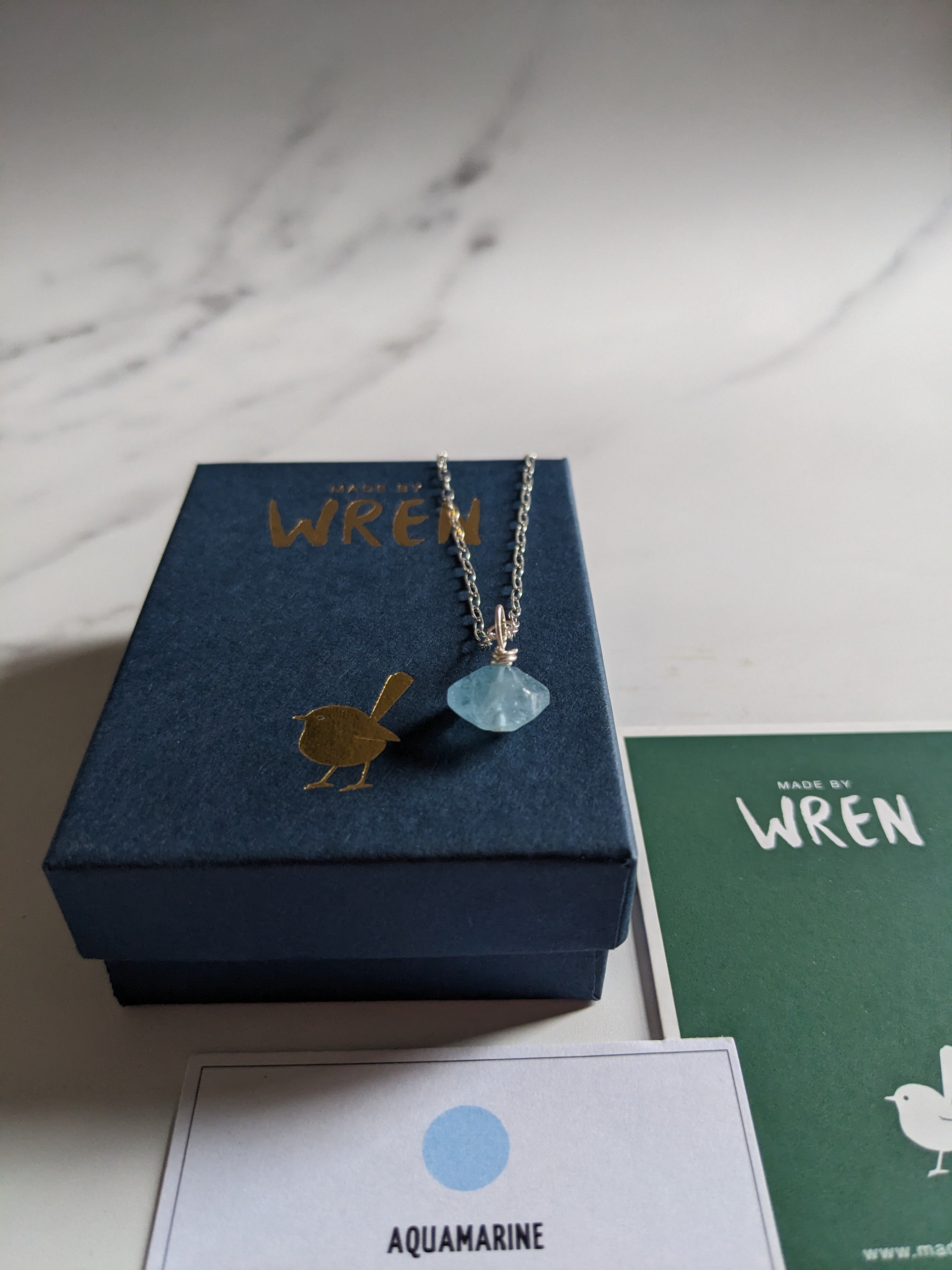 Aquamarine silver chain 925 necklace